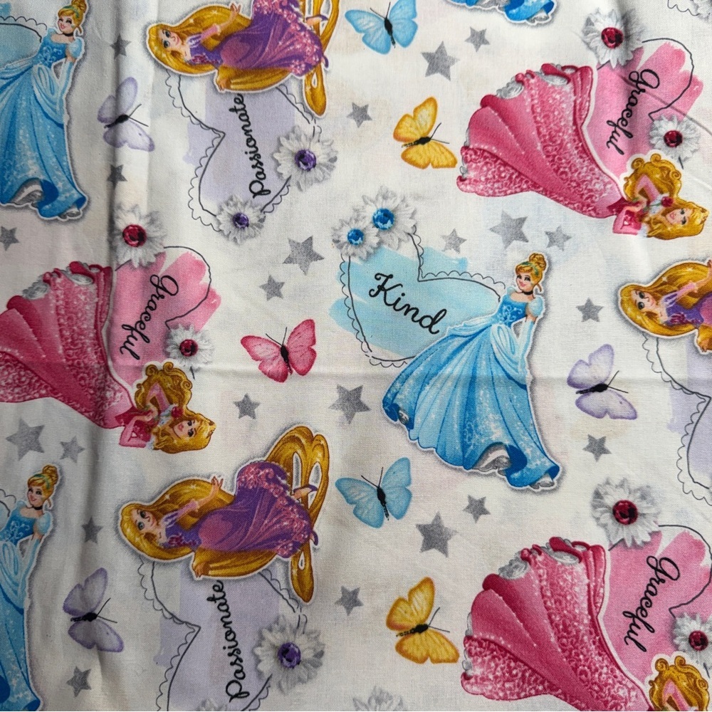 Disney Princess Fabric Panel Pink Blue Yellow Butterflies Disney cotton OOP